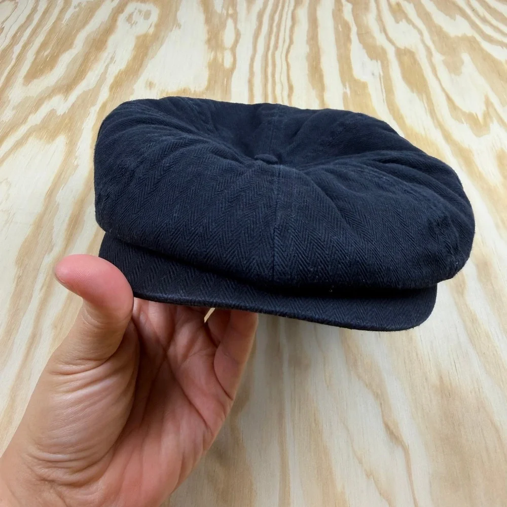 Dropkick Murphys Mens Black Herringbone Newsboy Cap Quilted Flat Hat Shamrock
